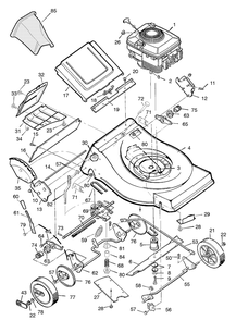 Mower Housing Assembly Diagram and Parts List for 21765X24A 1996 Briggs and Stratton Lawn Mower